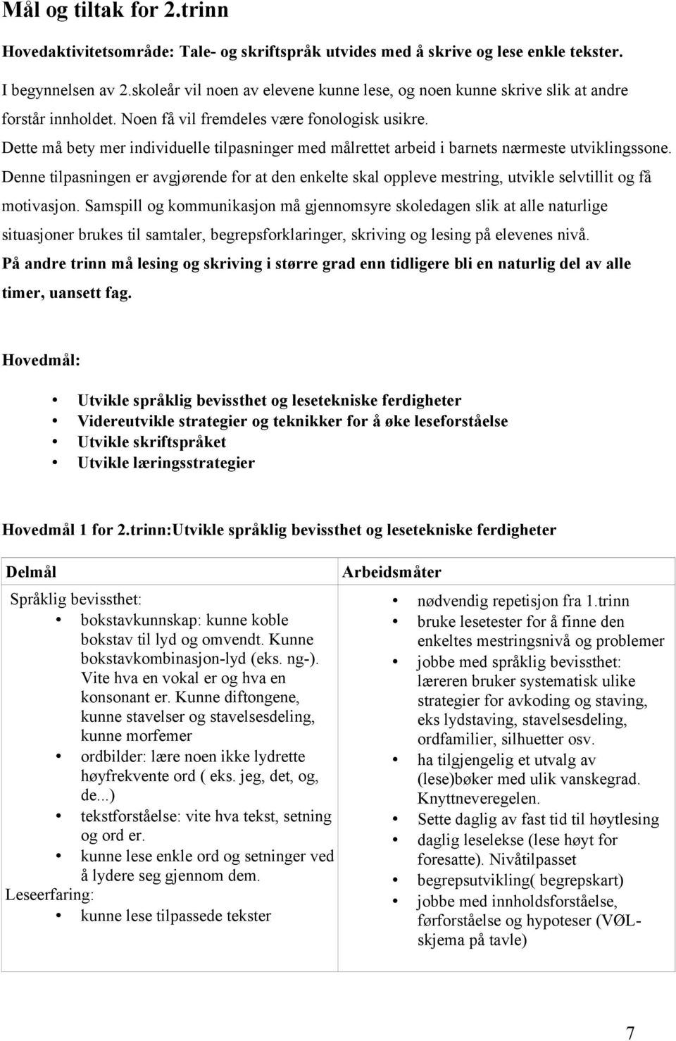 Dette må bety mer individuelle tilpasninger med målrettet arbeid i barnets nærmeste utviklingssone.