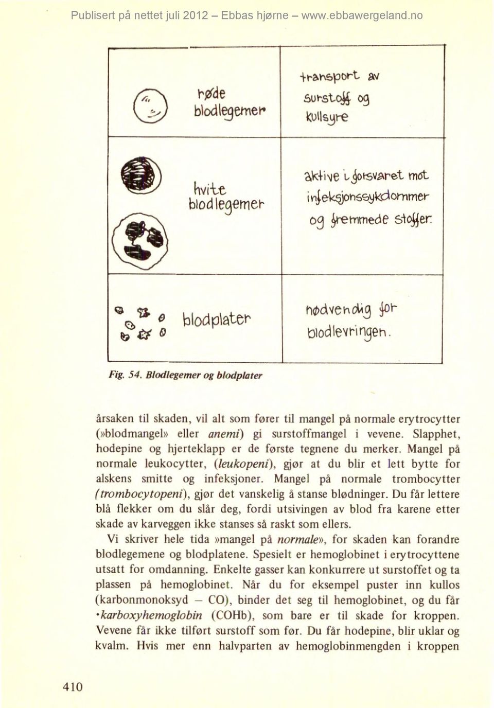 Blodlegemer og blodplater årsaken til skaden, vil alt som fører til mangel på normale erytrocytter (»blodmangel» eller anemi) gi surstoffmangel i vevene.