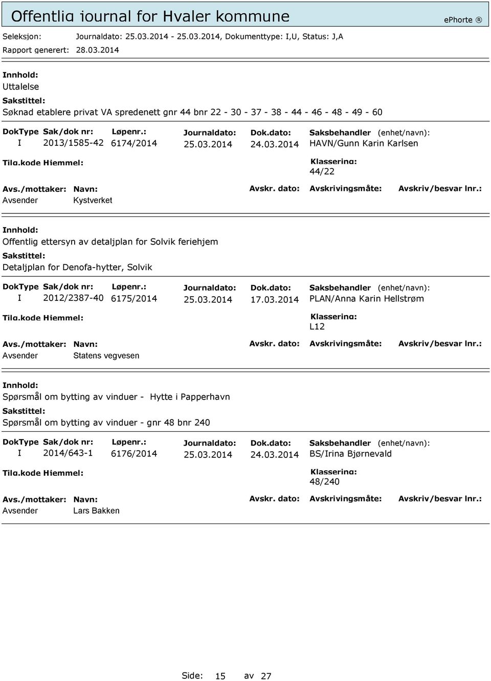 Denofa-hytter, Solvik 2012/2387-40 6175/2014 17.03.