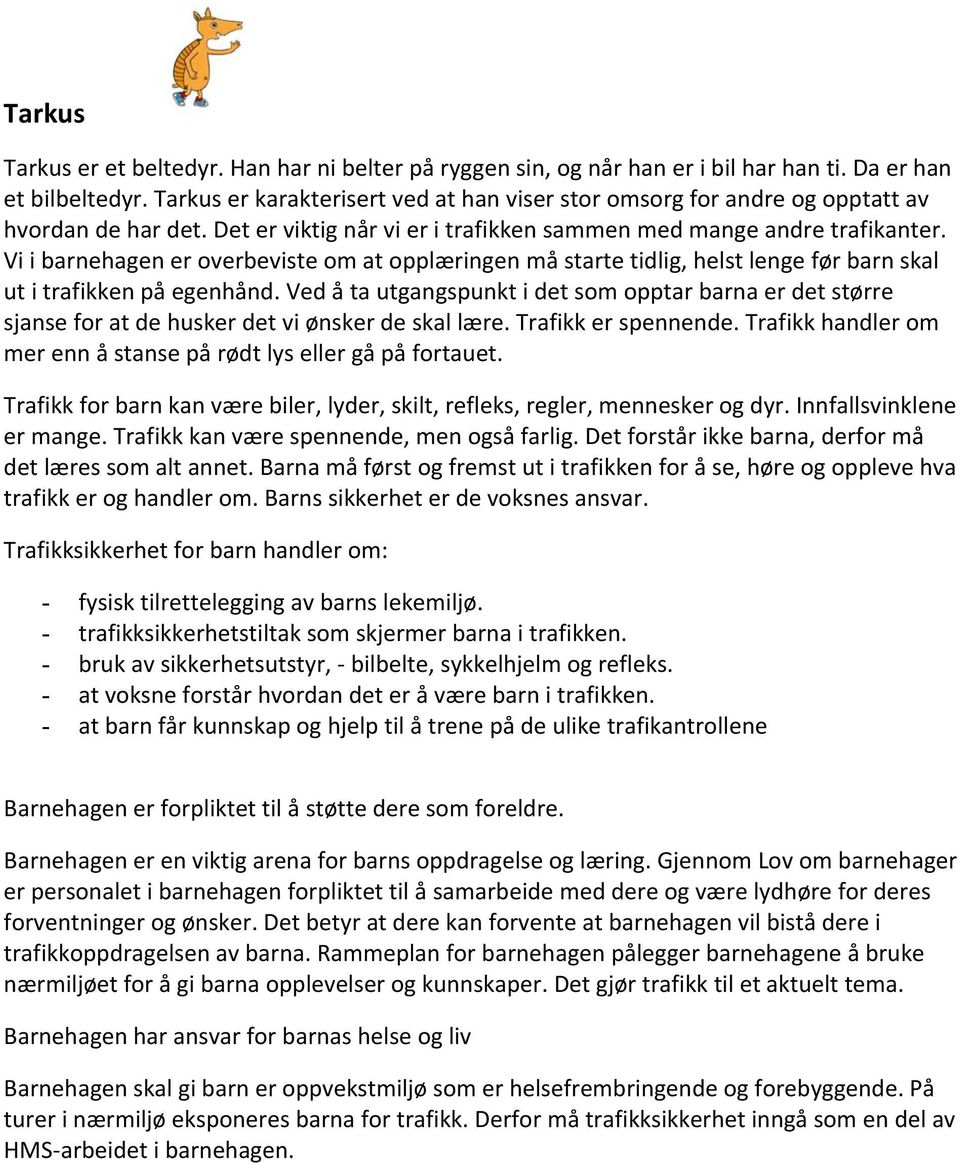 Vi i barnehagen er overbeviste om at opplæringen må starte tidlig, helst lenge før barn skal ut i trafikken på egenhånd.