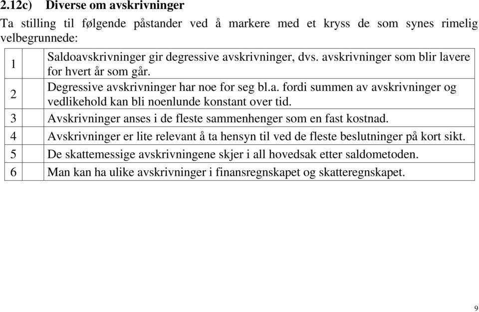 3 Avskrivninger anses i de fleste sammenhenger som en fast kostnad. 4 Avskrivninger er lite relevant å ta hensyn til ved de fleste beslutninger på kort sikt.