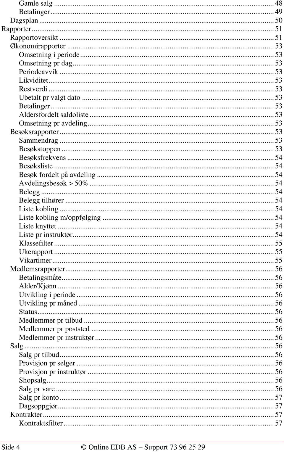 .. 54 Besøksliste... 54 Besøk fordelt på avdeling... 54 Avdelingsbesøk > 50%... 54 Belegg... 54 Belegg tilhører... 54 Liste kobling... 54 Liste kobling m/oppfølging... 54 Liste knyttet.