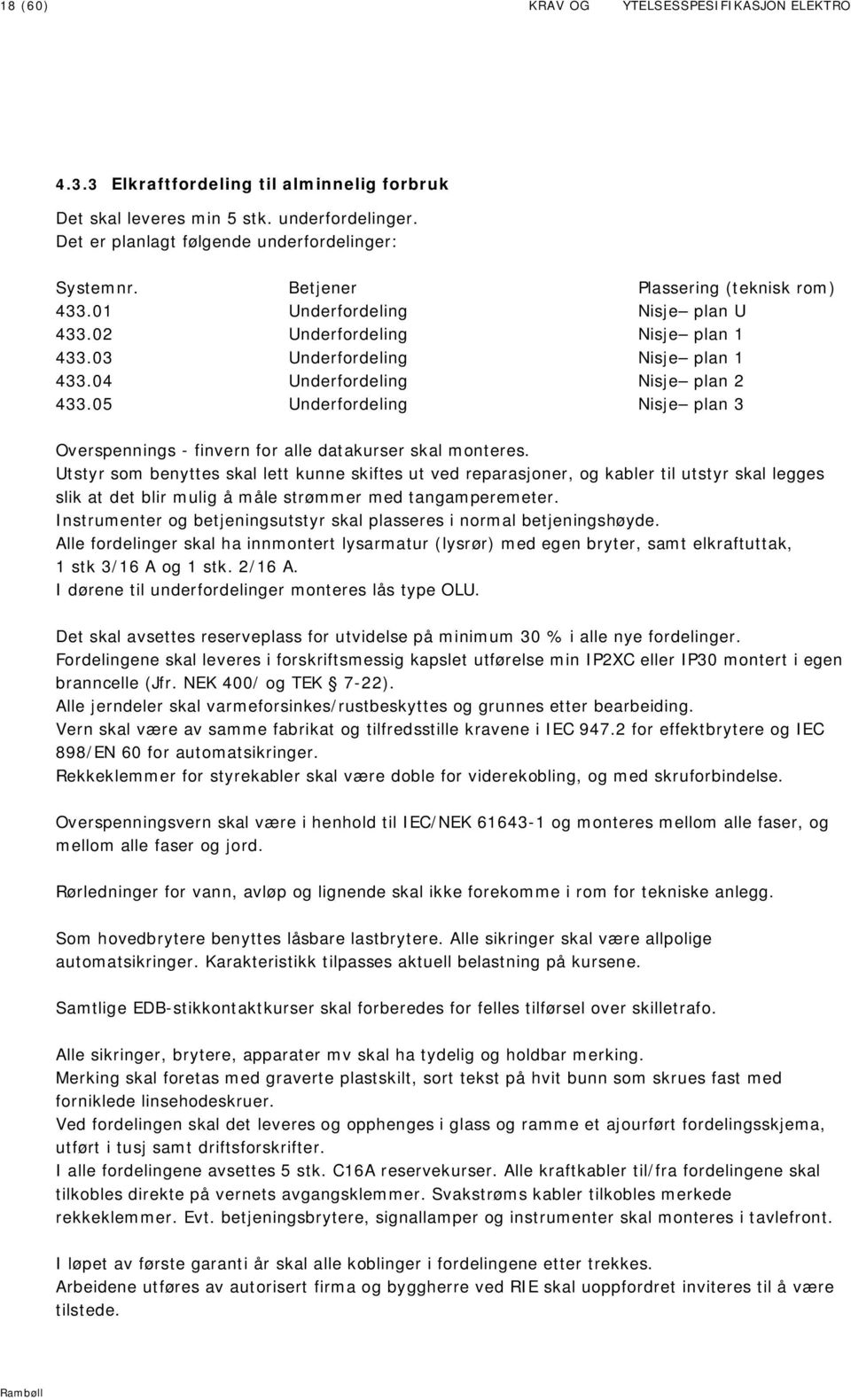 05 Underfordeling Nisje plan 3 Overspennings - finvern for alle datakurser skal monteres.