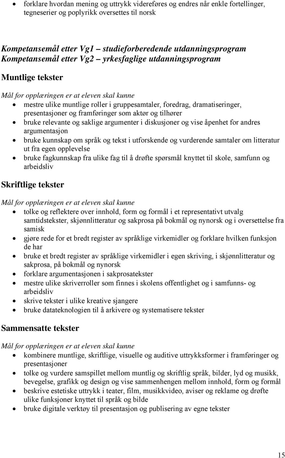 bruke relevante og saklige argumenter i diskusjoner og vise åpenhet for andres argumentasjon bruke kunnskap om språk og tekst i utforskende og vurderende samtaler om litteratur ut fra egen opplevelse