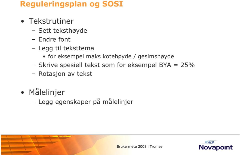 Skrive spesiell tekst som for eksempel BYA = 25%