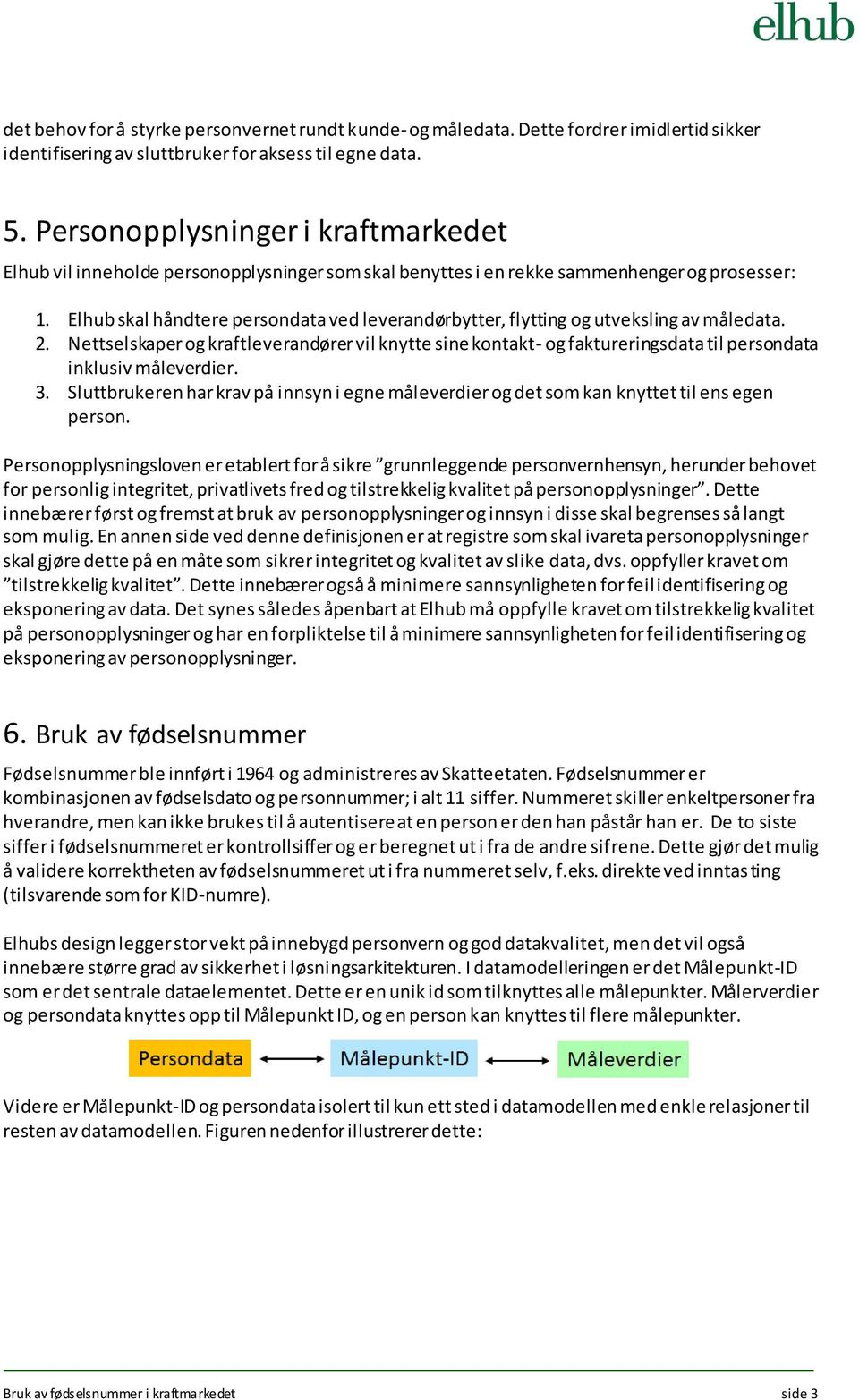 Elhub skal håndtere persondata ved leverandørbytter, flytting og utveksling av måledata. 2.