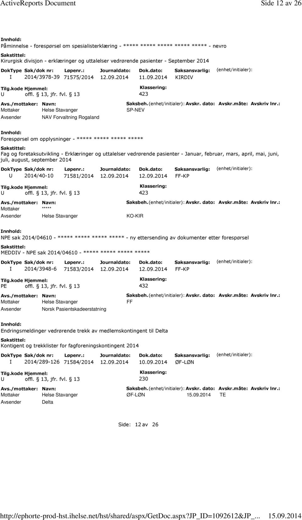 2014/3978-39 71575/2014 KRDV NAV Forvaltning Rogaland Saksbeh. Avskr. dato: Avskr.måte: Avskriv lnr.