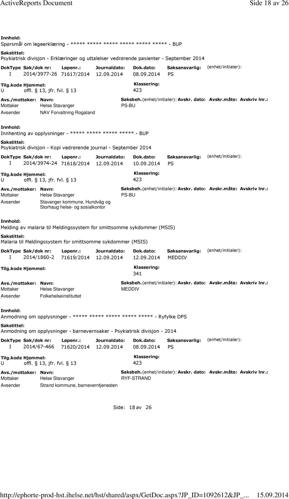 09.2014 NAV Forvaltning Rogaland Saksbeh. Avskr. dato: Avskr.måte: Avskriv lnr.