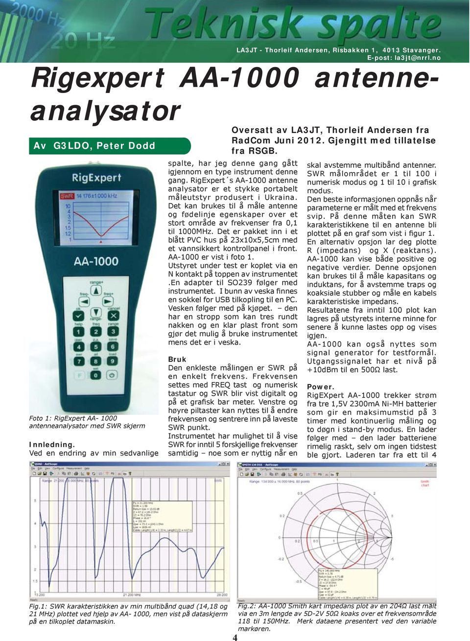 Ved en endring av min sedvanlige Oversatt av LA3JT, Thorleif Andersen fra RadCom Juni 2012. Gjengitt med tillatelse fra RSGB. spalte, har jeg denne gang gått igjennom en type instrument denne gang.