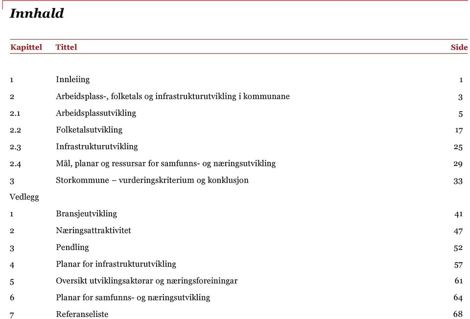 4 Mål, planar og ressursar for samfunns- og næringsutvikling 29 3 Storkommune vurderingskriterium og konklusjon 33 Vedlegg 1