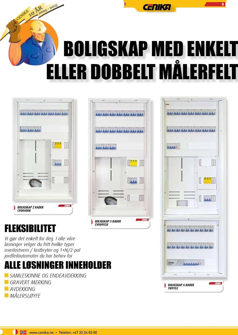 I alle våre løsninger velger du fritt hvilke typer overlastvern / lastbryter og 1+N/2-pol jordfeilautomater