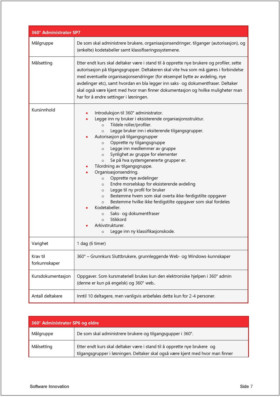 Deltakeren skal vite hva som må gjøres i forbindelse med eventuelle organisasjonsendringer (for eksempel bytte av avdeling, nye avdelinger etc), samt hvordan en bla legger inn saks- og dokumentfraser.