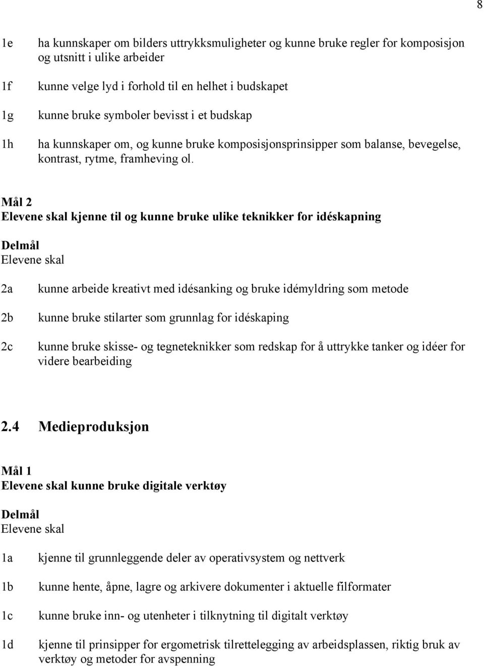 Mål 2 kjenne til og kunne bruke ulike teknikker for idéskapning 2a 2b 2c kunne arbeide kreativt med idésanking og bruke idémyldring som metode kunne bruke stilarter som grunnlag for idéskaping kunne