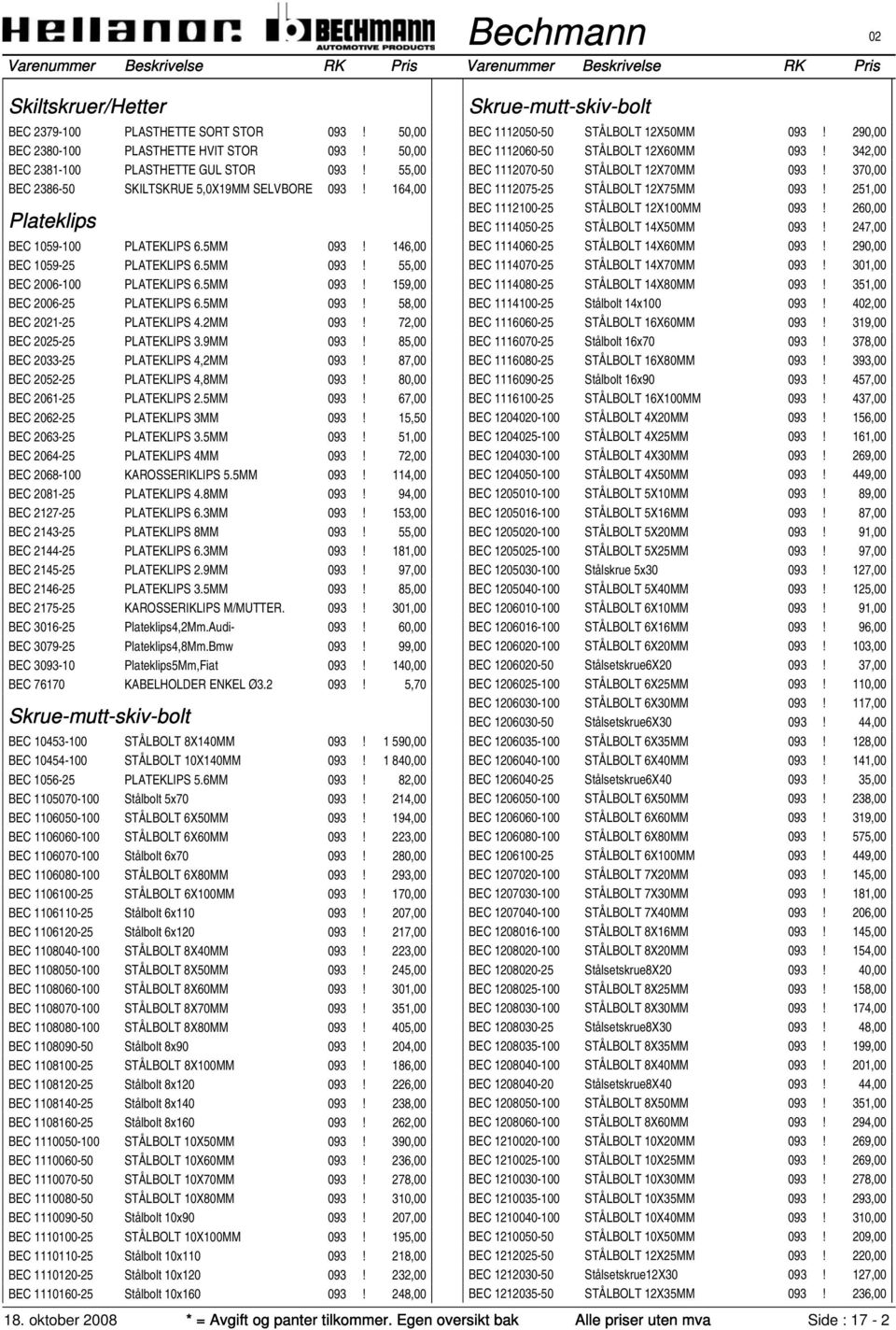 5MM 093! 58,00 BEC 2021-25 PLATEKLIPS 4.2MM 093! 72,00 BEC 2025-25 PLATEKLIPS 3.9MM 093! 85,00 BEC 2033-25 PLATEKLIPS 4,2MM 093! 87,00 BEC 2052-25 PLATEKLIPS 4,8MM 093! 80,00 BEC 2061-25 PLATEKLIPS 2.