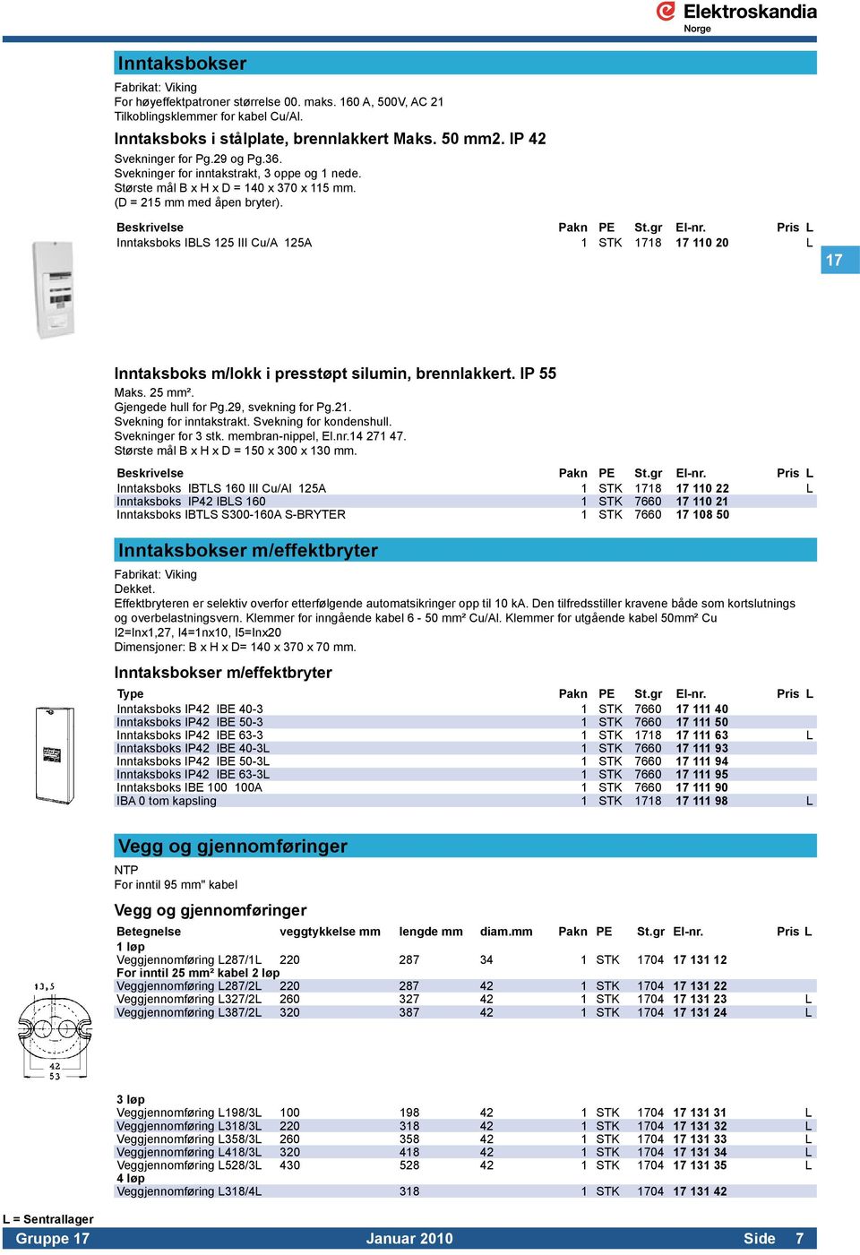 Inntaksboks IBLS 125 III Cu/A 125A 1 STK 1718 17 110 20 L 17 Inntaksboks m/lokk i presstøpt silumin, brennlakkert. IP 55 Maks. 25 mm². Gjengede hull for Pg.29, svekning for Pg.21.