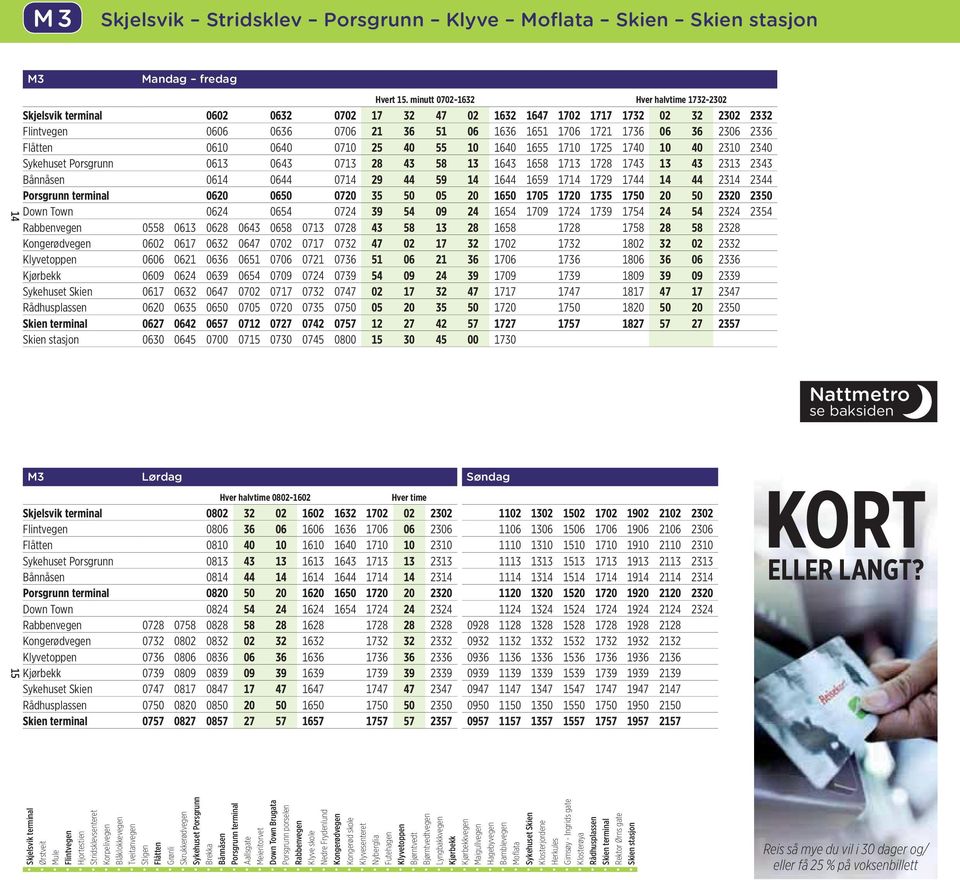 0610 0640 0710 25 40 55 10 1640 1655 1710 1725 1740 10 40 2310 2340 Sykehuset Porsgrunn 0613 0643 0713 28 43 58 13 1643 1658 1713 1728 1743 13 43 2313 2343 Bånnåsen 0614 0644 0714 29 44 59 14 1644