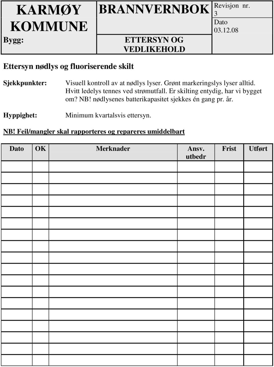 Grønt markeringslys lyser alltid. Hvitt ledelys tennes ved strømutfall.