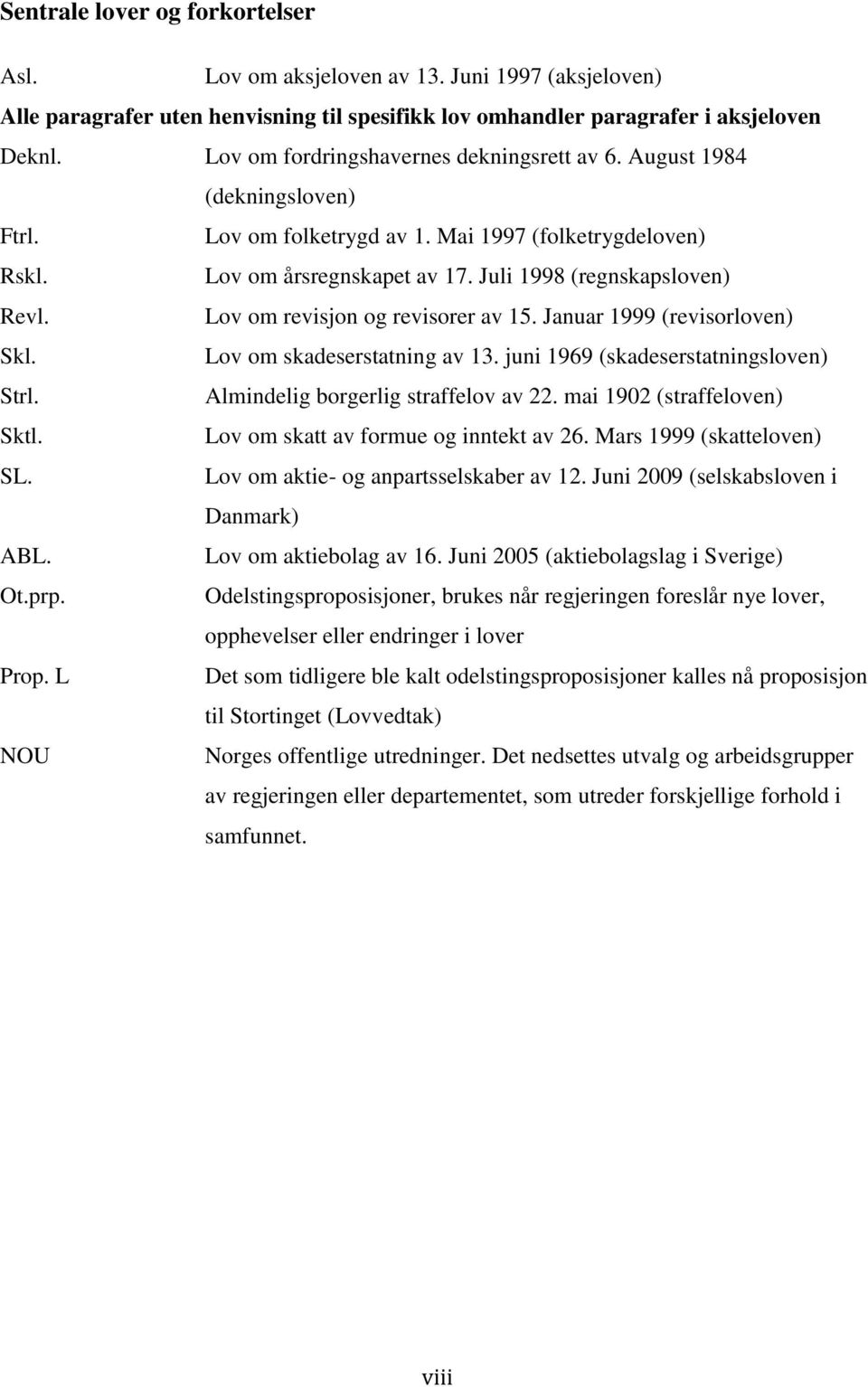 Lov om revisjon og revisorer av 15. Januar 1999 (revisorloven) Skl. Lov om skadeserstatning av 13. juni 1969 (skadeserstatningsloven) Strl. Almindelig borgerlig straffelov av 22.