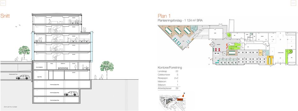 Cellekontorer 5 Resepsjon 2+2 Møterom 1