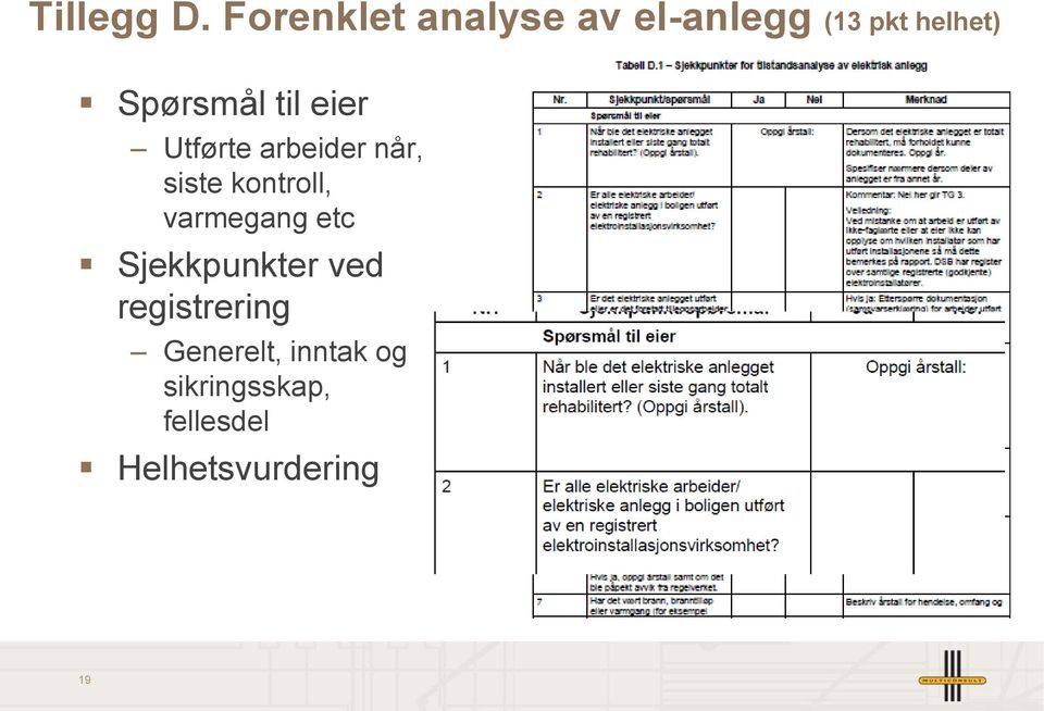 til eier Utførte arbeider når, siste kontroll,