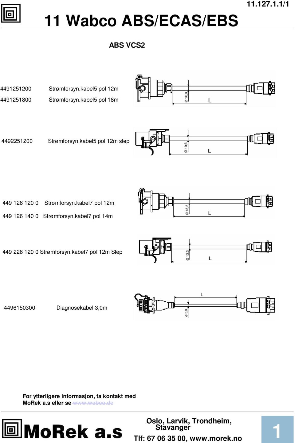 kabel7 pol 2m 449 26 40 0 Strømforsyn.kabel7 pol 4m 449 226 20 0 Strømforsyn.