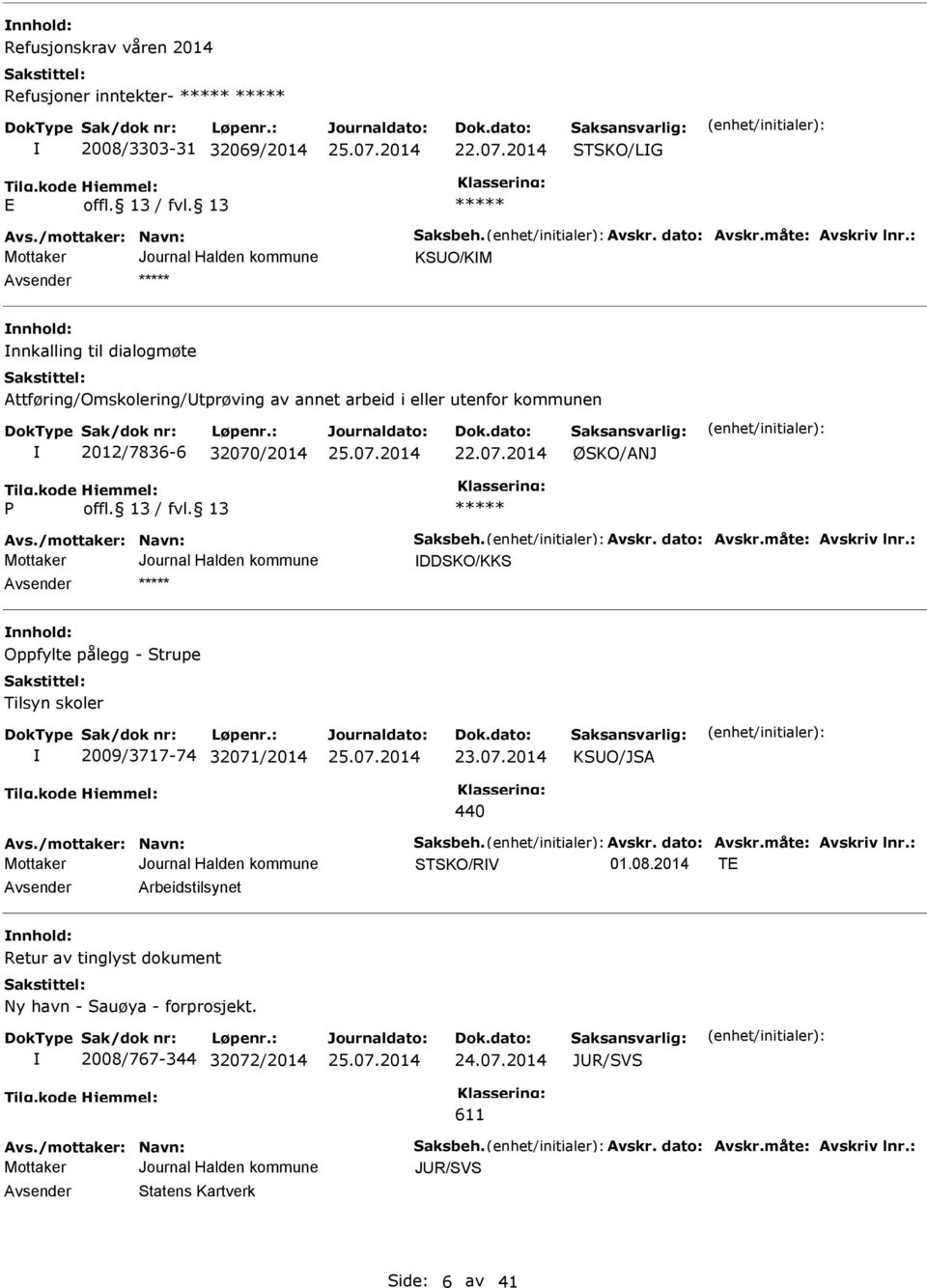 32070/2014 22.07.2014 ØSKO/ANJ DDSKO/KKS nnhold: Oppfylte pålegg - Strupe Tilsyn skoler 2009/3717-74 32071/2014 23.07.2014 KSUO/JSA 440 STSKO/RV 01.