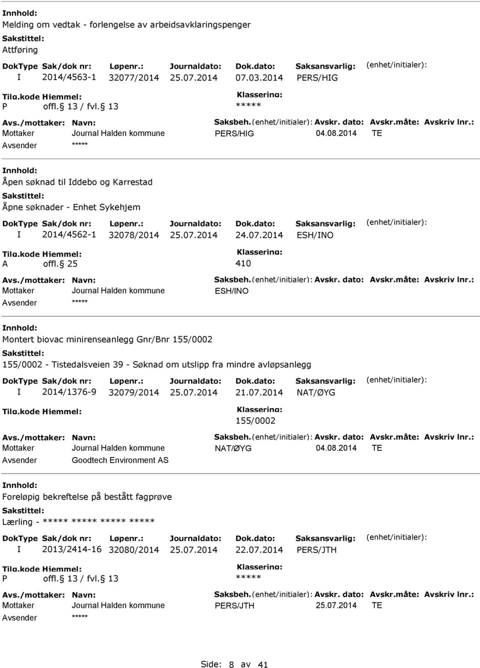 25 410 ESH/NO nnhold: Montert biovac minirenseanlegg Gnr/Bnr 155/0002 155/0002 - Tistedalsveien 39 - Søknad om utslipp fra mindre avløpsanlegg 2014/1376-9