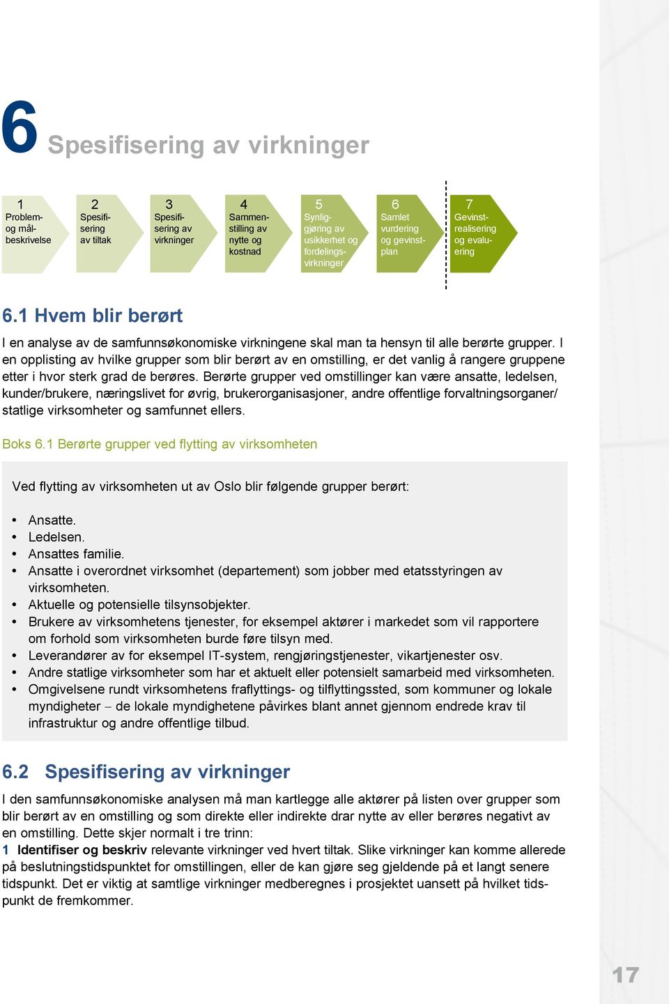 1 Hvem blir berørt I en analyse av de samfunnsøkonomiske virkningene skal man ta hensyn til alle berørte grupper.