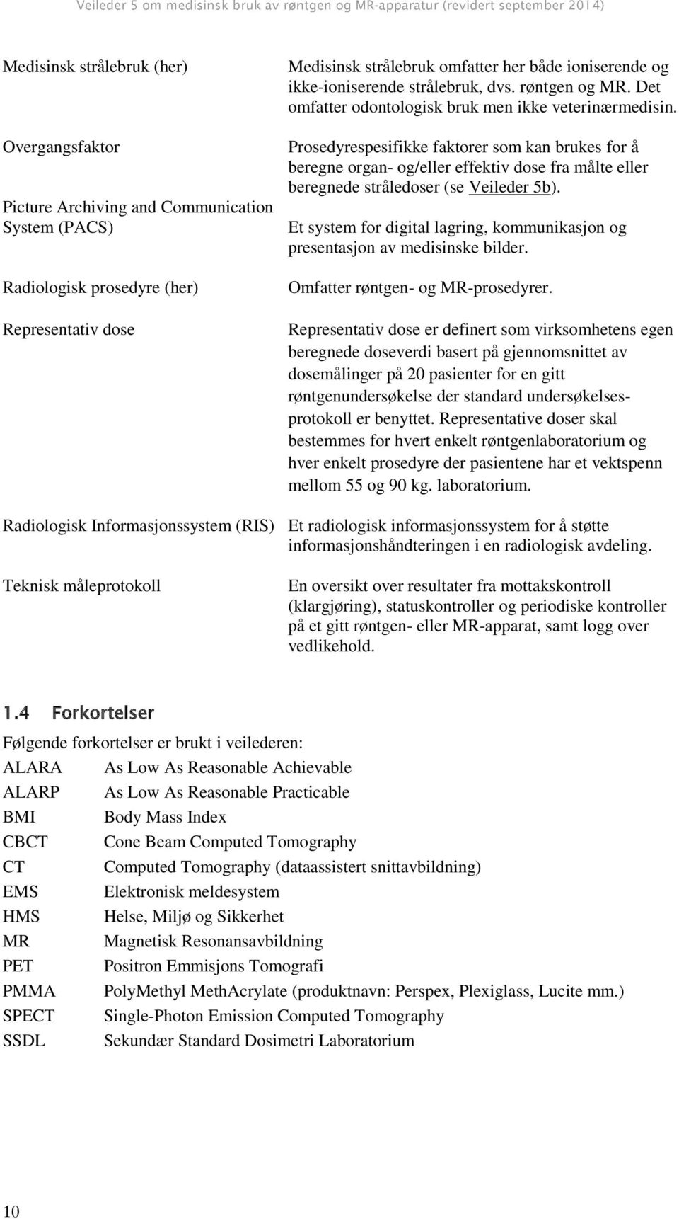 Prosedyrespesifikke faktorer som kan brukes for å beregne organ- og/eller effektiv dose fra målte eller beregnede stråledoser (se Veileder 5b).