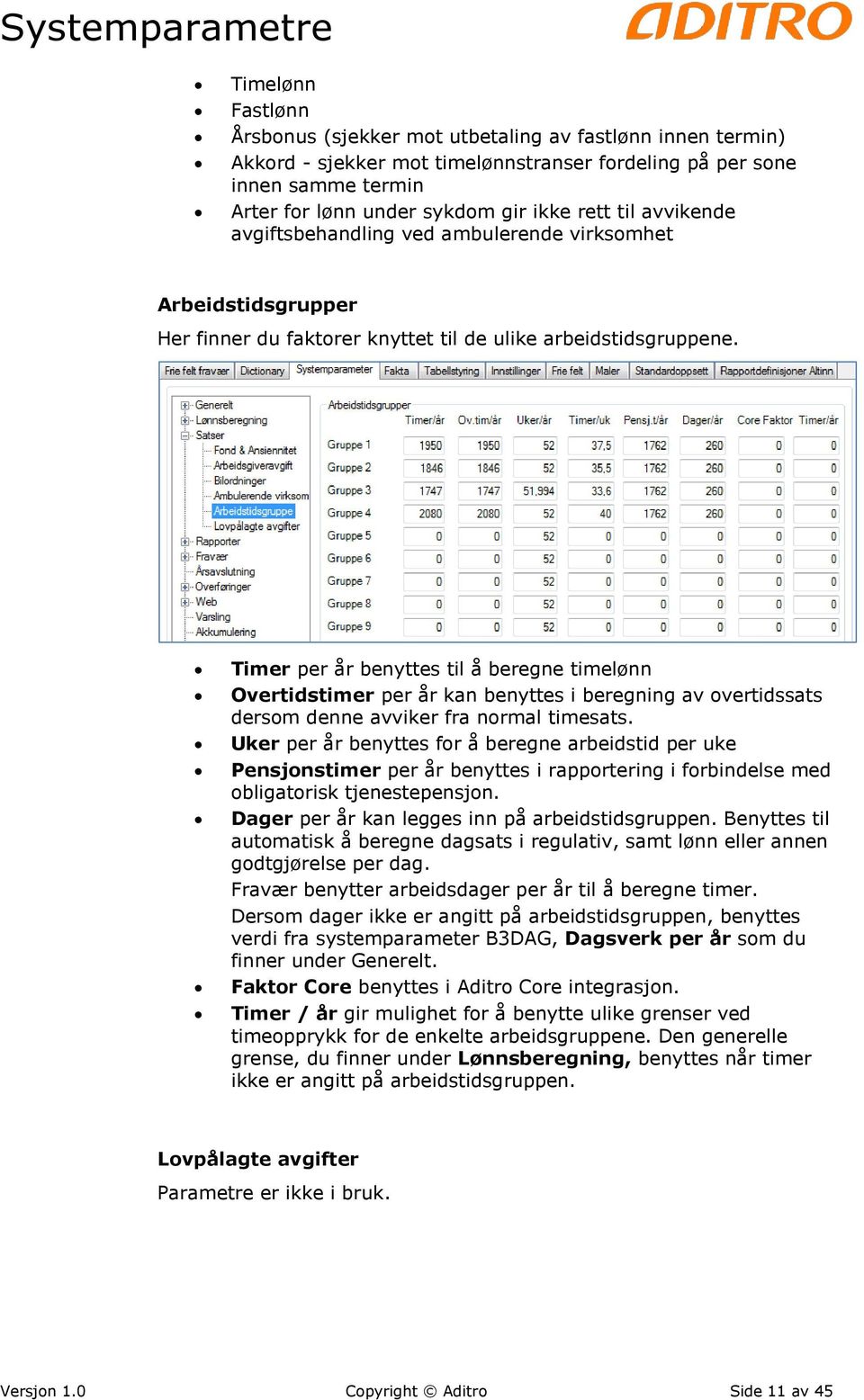 Timer per år benyttes til å beregne timelønn Overtidstimer per år kan benyttes i beregning av overtidssats dersom denne avviker fra normal timesats.