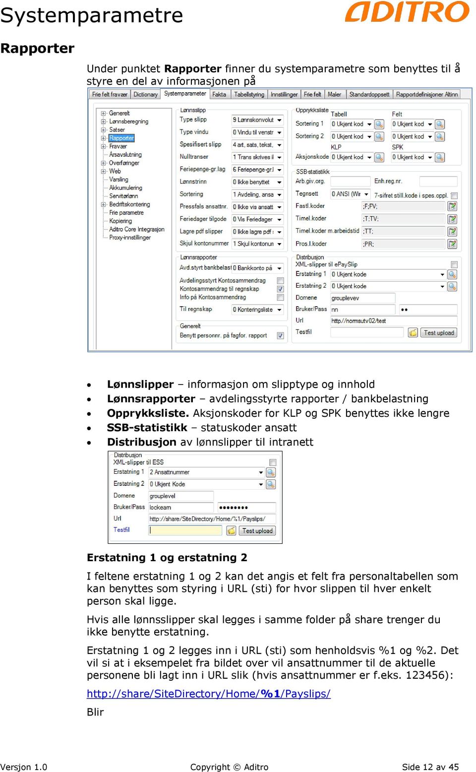 Aksjonskoder for KLP og SPK benyttes ikke lengre SSB-statistikk statuskoder ansatt Distribusjon av lønnslipper til intranett Erstatning 1 og erstatning 2 I feltene erstatning 1 og 2 kan det angis et