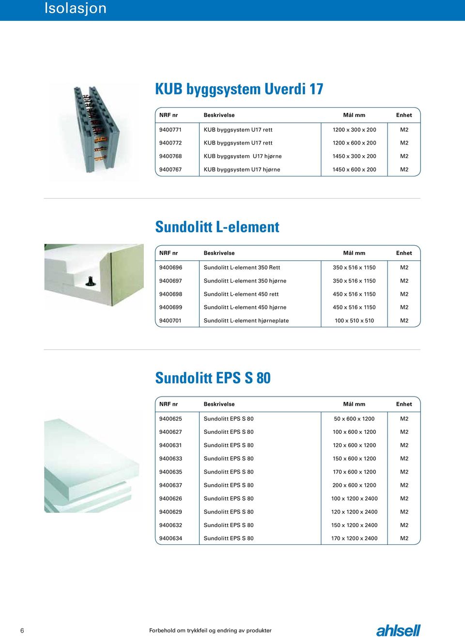 L-element 450 rett 450 x 516 x 1150 M2 9400699 Sundolitt L-element 450 hjørne 450 x 516 x 1150 M2 9400701 Sundolitt L-element hjørneplate 100 x 510 x 510 M2 Sundolitt EPS S 80 9400625 Sundolitt EPS S