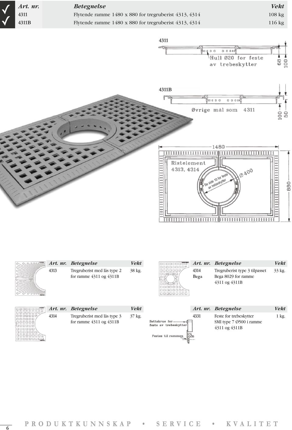 for ramme 4311 og 4311B 4314 Tregruberist type 3 tilpasset 33 kg.