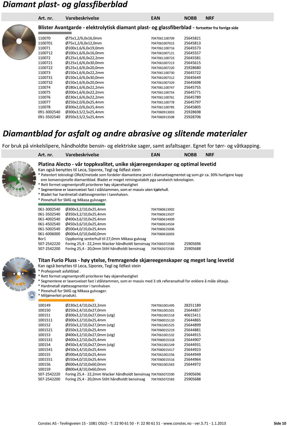 1100721 Ø125x1,6/6,0x30,0mm 7047061007213 25645615 1100722 Ø125x1,6/6,0x20,0mm 7047061007220 25928680 110073 Ø150x1,6/6,0x22,2mm 7047061100730 25645722 1100731 Ø150x1,6/6,0x30,0mm 7047061007312