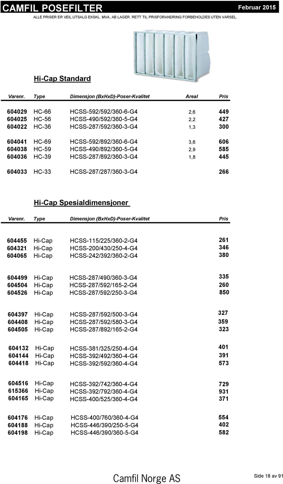 HC-69 HCSS-592/892/360-6-G4 3,6 606 604038 HC-59 HCSS-490/892/360-5-G4 2,9 585 604036 HC-39 HCSS-287/892/360-3-G4 1,8 445 604033 HC-33 HCSS-287/287/360-3-G4 266 Hi-Cap Spesialdimensjoner Varenr.