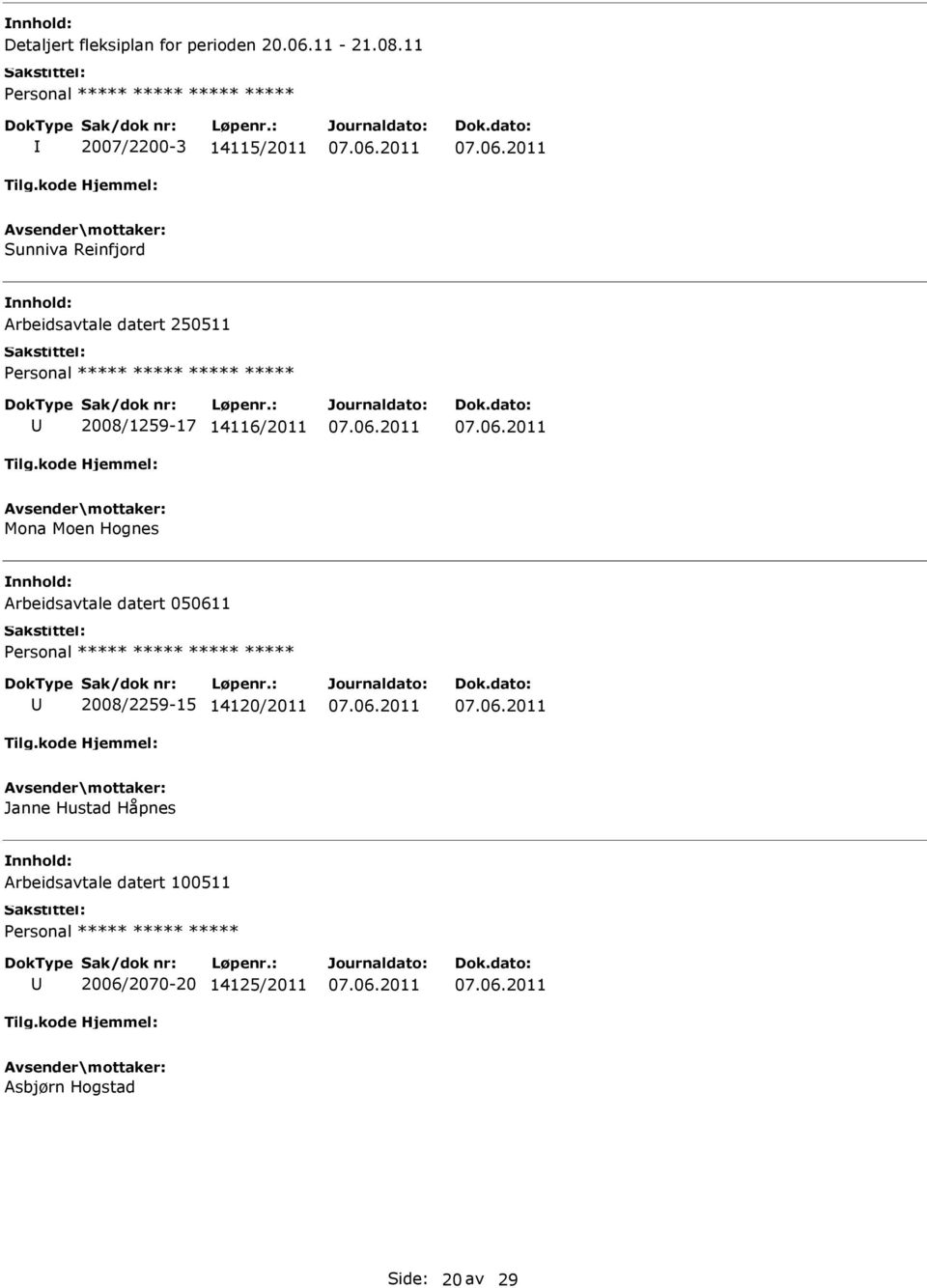 2008/1259-17 14116/2011 Mona Moen Hognes Arbeidsavtale datert 050611 *****