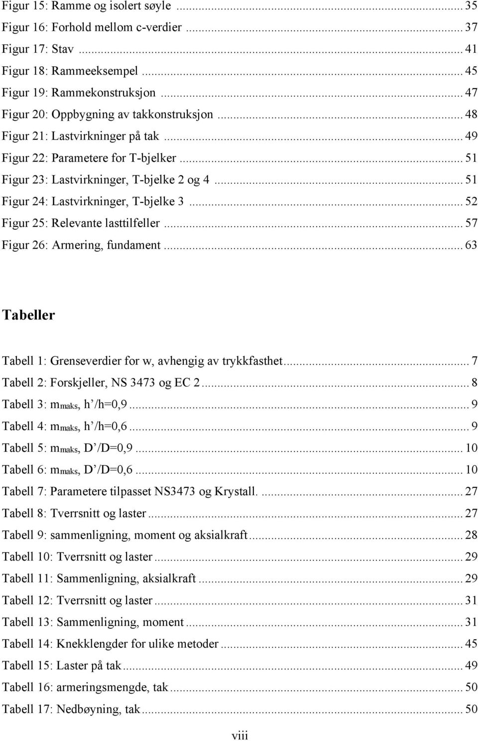 .. 51 Figur 24: Lastvirkninger, T-bjelke 3... 52 Figur 25: Relevante lasttilfeller... 57 Figur 26: Armering, fundament... 63 Tabeller Tabell 1: Grenseverdier for w, avhengig av trykkfasthet.