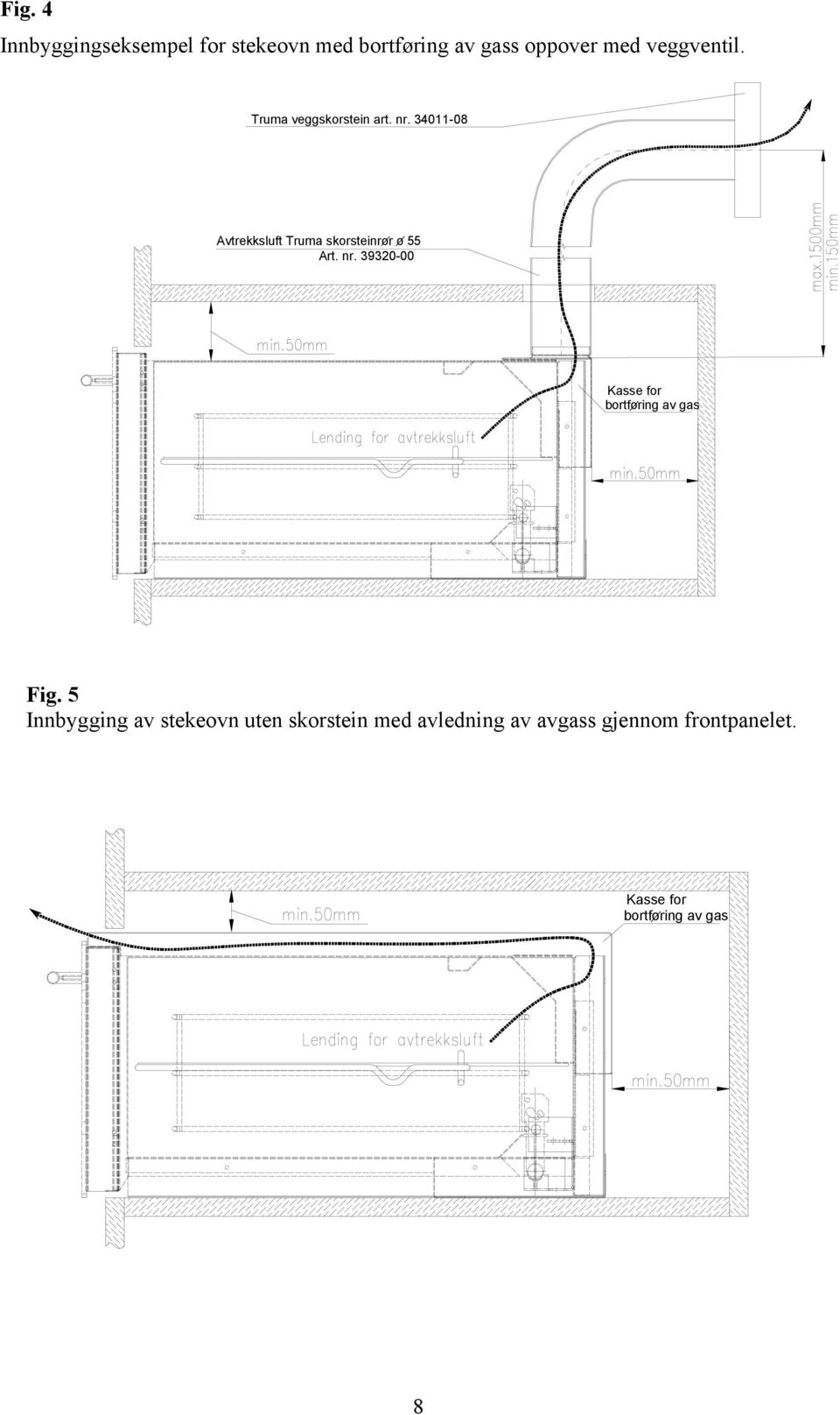 34011-08 Avtrekksluft Truma skorsteinror o 55 Art. nr.