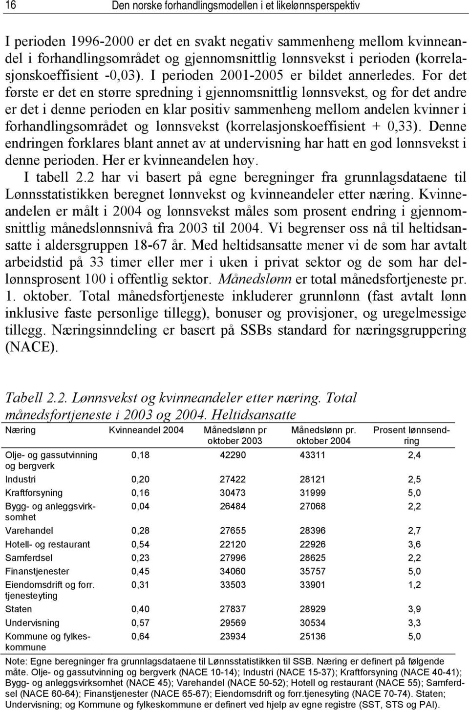 For det første er det en større spredning i gjennomsnittlig lønnsvekst, og for det andre er det i denne perioden en klar positiv sammenheng mellom andelen kvinner i forhandlingsområdet og lønnsvekst