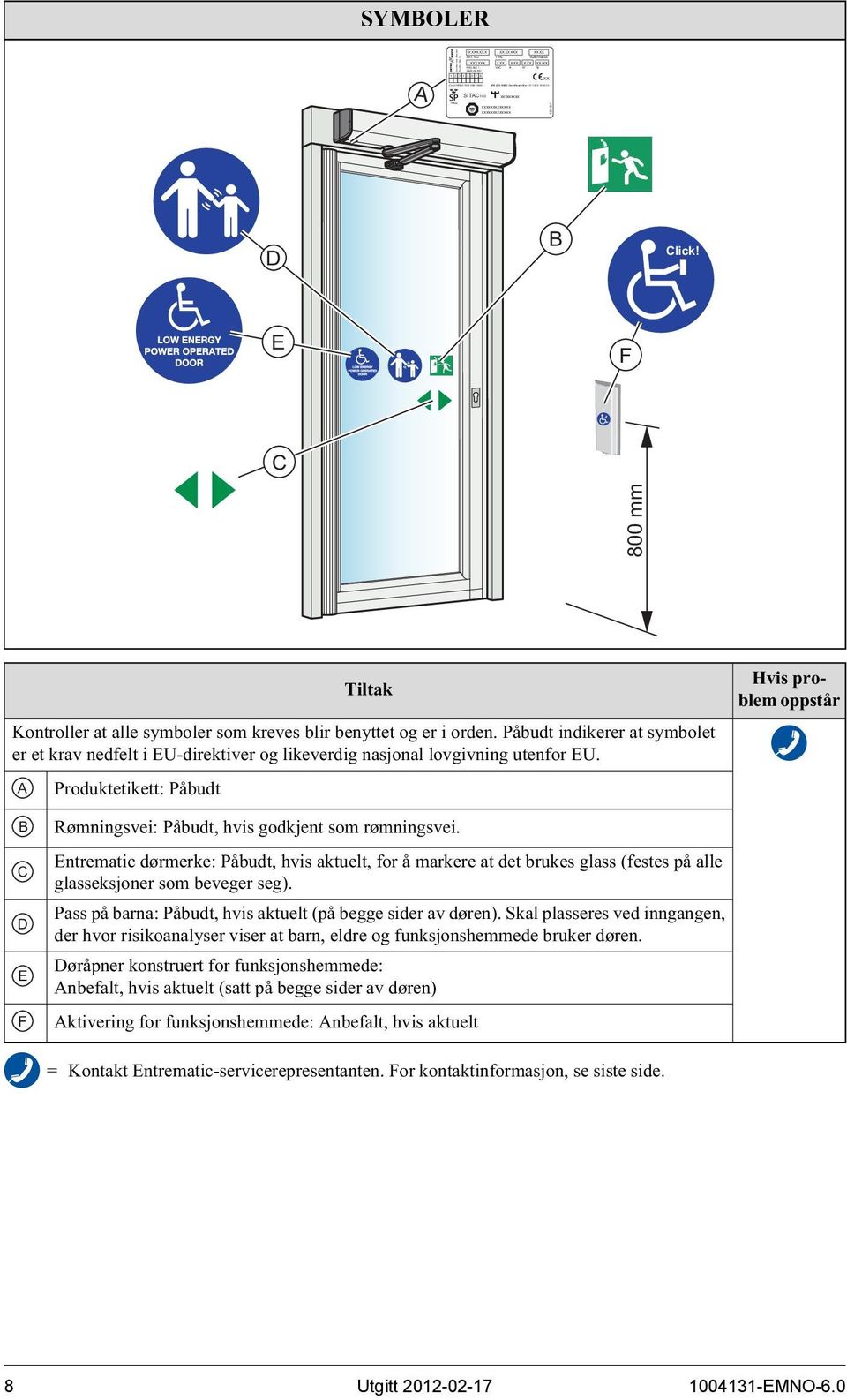 1 xxxxxxxxxxxxx xxxxxxxxxxxxx XX 1004197 Tiltak Hvis problem oppstår Kontroller at alle symboler som kreves blir benyttet og er i orden.