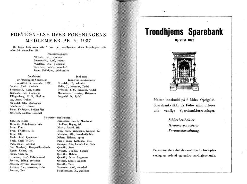 desember 1927): Sohulz, Carl, direktør Sommerfelt, Axel, rektor Grilstad, Olaf, kjøbmann Klingenberg, K. S., direktør Åa, Anne, frøken Stugudal, Ola, gårdbruker Schulerud, L.