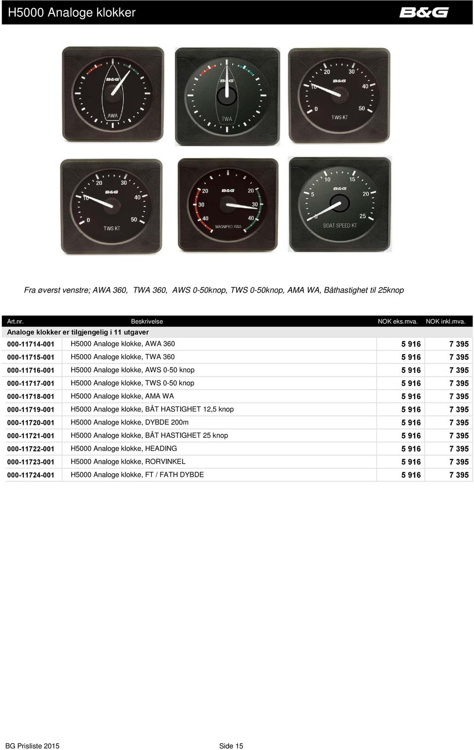 Analoge klokker er tilgjengelig i 11 utgaver 000-11714-001 H5000 Analoge klokke, AWA 360 5 916 7 395 000-11715-001 H5000 Analoge klokke, TWA 360 5 916 7 395 000-11716-001 H5000 Analoge klokke, AWS