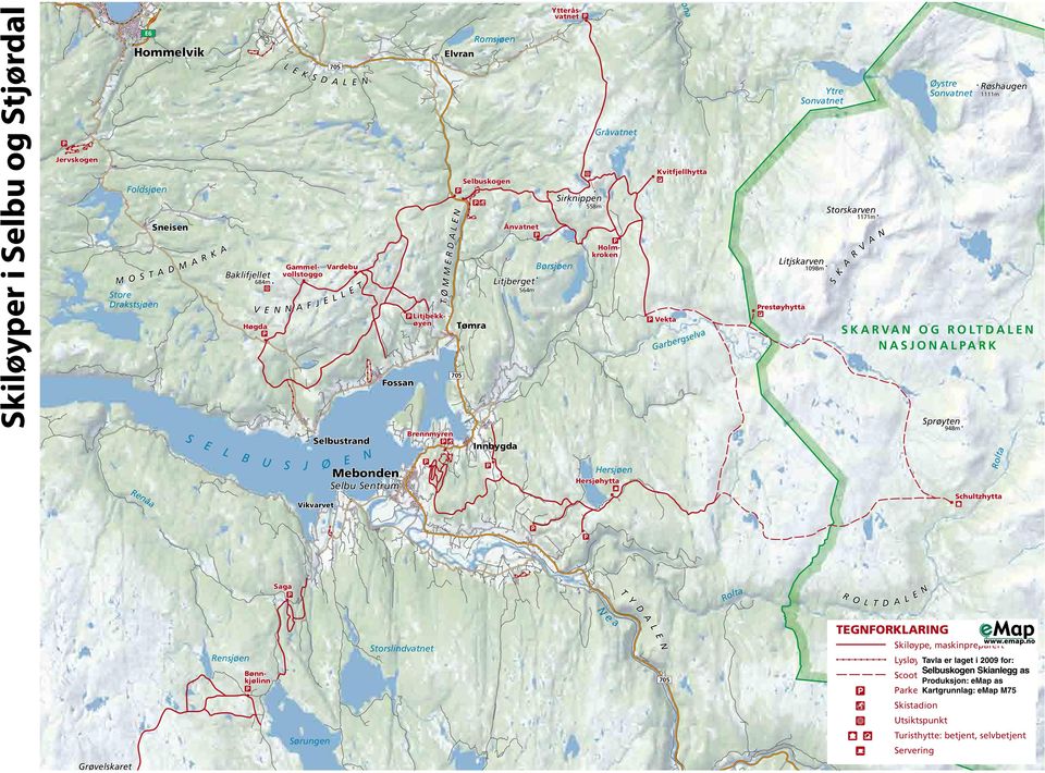 Ånvatnet Børsjøen Sirknippen 558m Gråvatnet Litjbekkøyen Ytteråsvatnet Hersjøen Hersjøhytta Sona Kvitfjellhytta Vekta Garbergselva Ytre Sonvatnet Litjskarven 1098m Prestøyhytta Storskarven 1171m S K