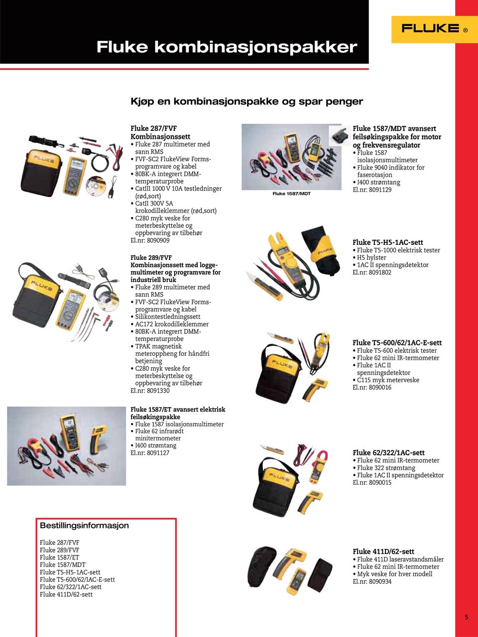 nr: 8090909 Fluke 289/FVF Kombinasjonssett med loggemultimeter og programvare for industriell bruk Fluke 289 multimeter med sann RMS FVF-SC2 FlukeView Formsprogramvare og kabel