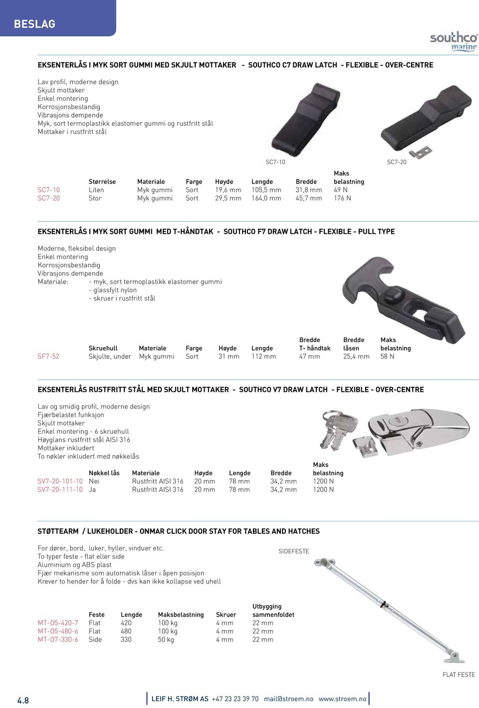 105,5 mm 31,8 mm 49 N SC7-20 Stor Myk gummi Sort 29,5 mm 164,0 mm 45,7 mm 176 N SC7-20 EKSENTERLÅS I MYK SORT GUMMI MED T-HÅNDTAK - SOUTHCO F7 DRAW LATCH - FLEXIBLE - PULL TYPE Moderne, fleksibel