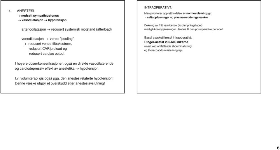 glukoseoppløsninger utsettes til den postoperative periode!