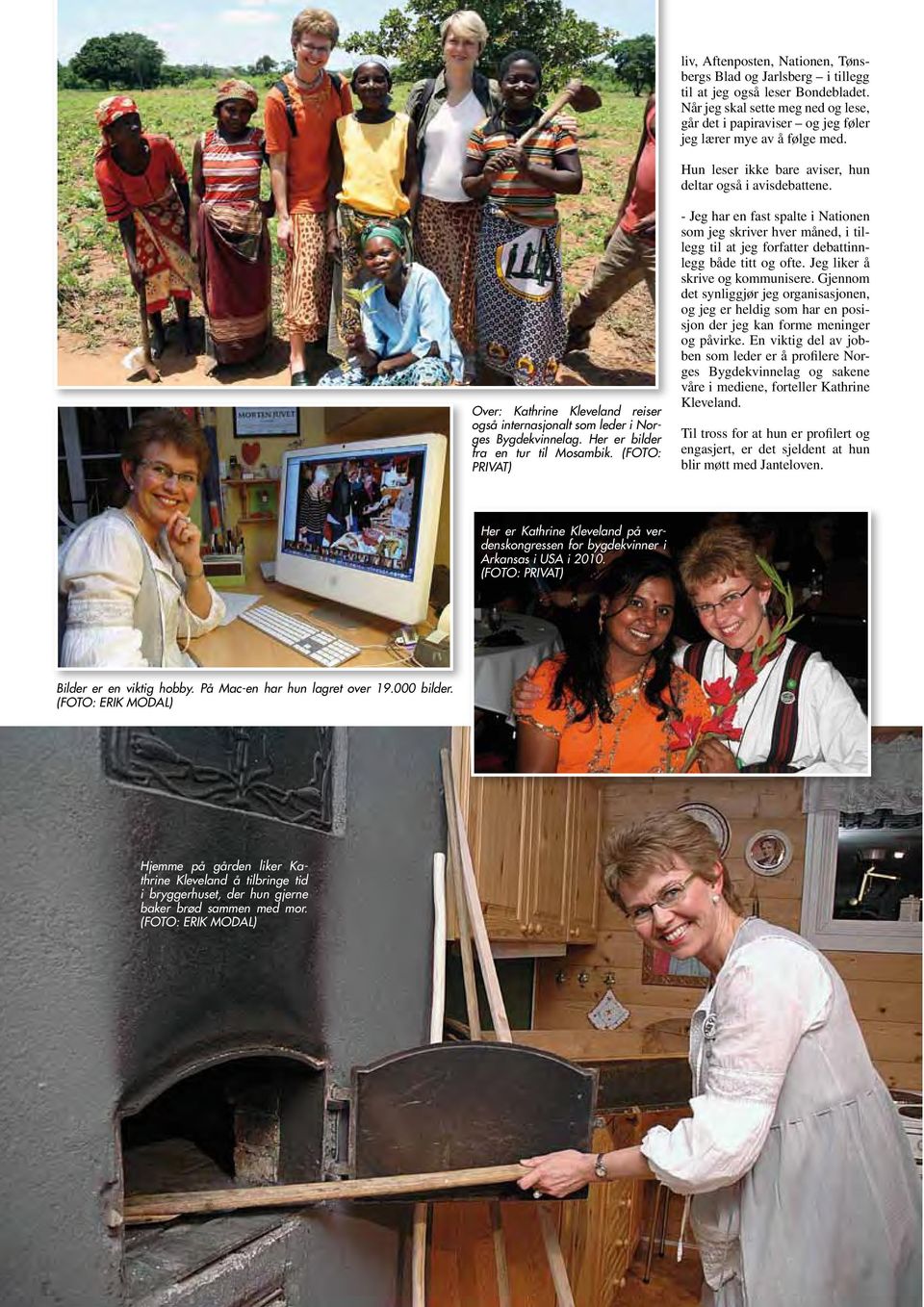 Over: Kathrine Kleveland reiser også internasjonalt som leder i Norges Bygdekvinnelag. Her er bilder fra en tur til Mosambik.