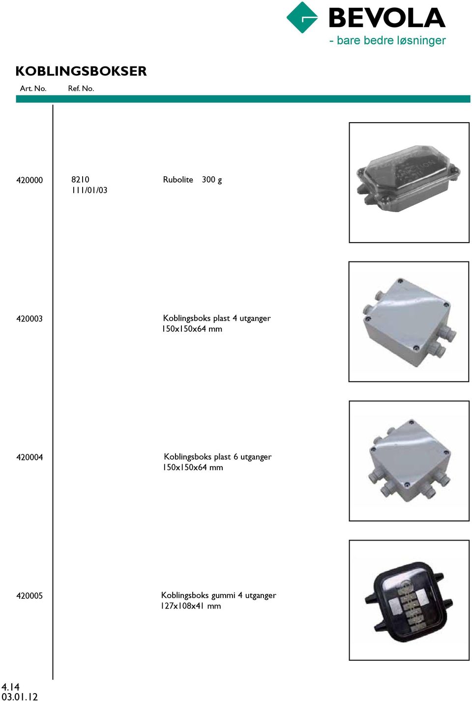 420004 Koblingsboks plast 6 utganger 150x150x64 mm