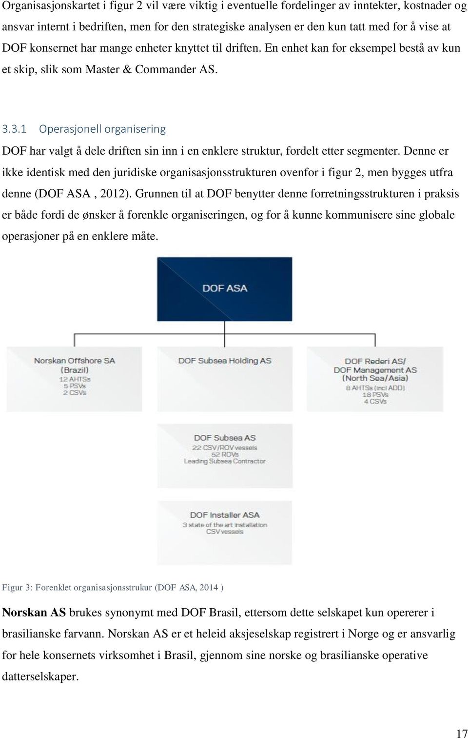 3.1 Operasjonell organisering DOF har valgt å dele driften sin inn i en enklere struktur, fordelt etter segmenter.