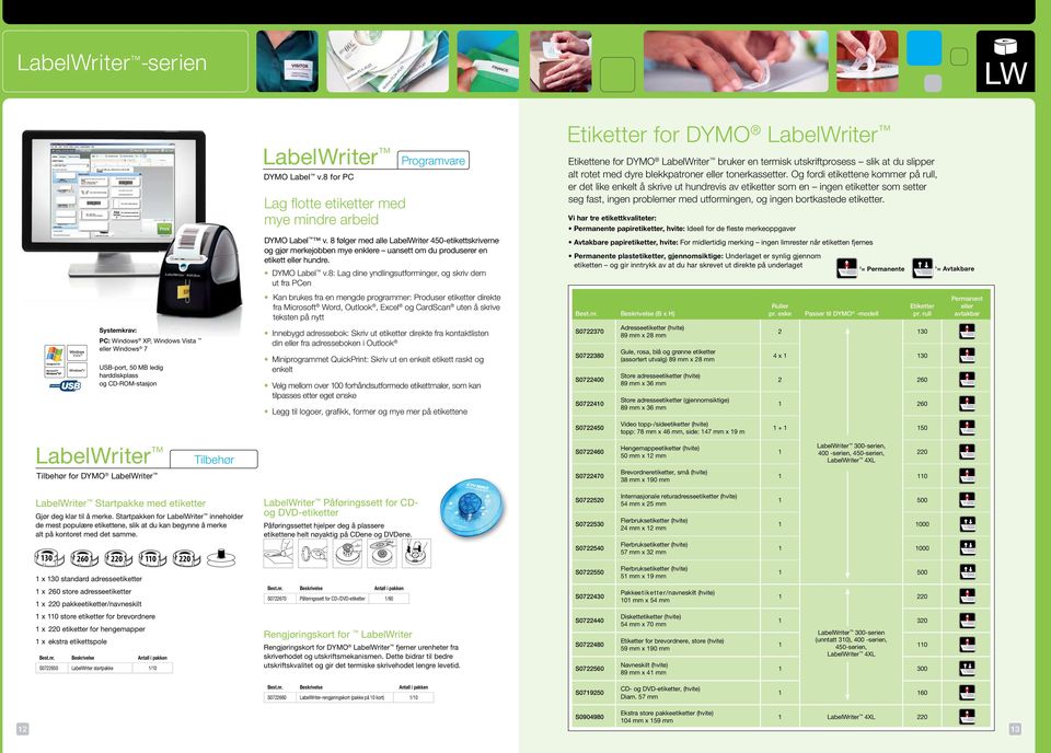 8 følger med alle LabelWriter 450-etikettskriverne, og gjør merkejobben mye enklere uansett om du produserer en etikett eller hundre. DYMO Label v.